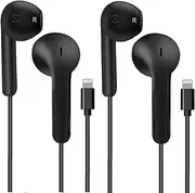 2 Pack iPhone Earbuds with Cable, APPLE MFi Certified In Ear Lightning Earphones Compatible with iPhone 14/13/12/11/8/7/X/Pro/Pro Max iPad (Black)