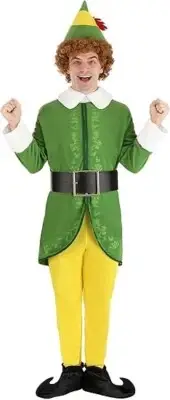Christmas Buddy the Elf Costume Santa Suit Outfit Full Set Adult X-Small NEW WIG