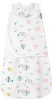 ZIGJOY Sleep Sack Swaddle 1.0 TOG Baby Wearable Blanket 100% Cotton Baby Swaddle Blanket for Newborns, Ocean, 6 Months-12 Months