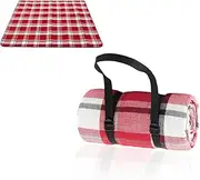 Outdoor Waterproof Picnic Blanket 200x200cm - Red Tartan Design, Sandproof Beach Mat for 2-5 People, Lightweight and Easy-Fold Rug, Skin-Friendly Material Ideal for Comfortable Relaxation