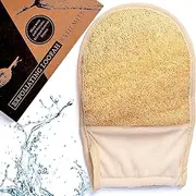 100% Natural Exfoliating Loofah Mitt, A Shower Loofah Glove Crafted with Eco-Friendly Egyptian Loofa, Lufas for Women and Men, Luffa Bath Sponge Exfoliator Skin Wash