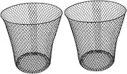 TINEASUR 2pcs Wastebasket Nursery Cover Trash Bin Garbage Can with Lid Recycle Trash Can Wire Waste Basket Bins for Kitchen Garbage Bags Stacking Rubbish Basket Car Mini Lid Iron Black