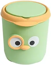 Desktop Trash Can Mini Cute Waste Paper Basket with Lid Creative Mini Garbage Can, Small Desktop Plastic Waste Basket for Bathrooms, Kitchens, Offices, Dressing Table /314 (Color : Light Green)