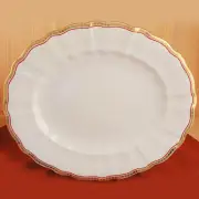 ROYAL CROWN DERBY CARLTON RED Platter Oval 14.75" long England NEW NEVER USED