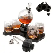 Don Vassie's Limited Edition Globe Whiskey Decanter Set Australia Map 4 Glasses- Exclusive Decanter and Whisky Set in Australia