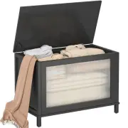 Modern Storage Bench, Wood Storage Chest with Safety Hinge, Entryway Storage