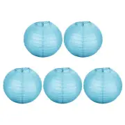 5 Pcs 10" Paper Lanterns Round Hanging Chinese/Japanese Decor Light Blue