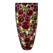 Murano Glass Vase Bubble Red and Gold Handmade Painted Millefiori 35cm