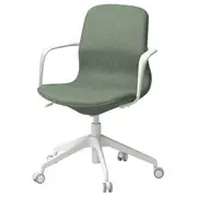 LÅNGFJÄLL conference chair with armrests, Gunnared green-grey/white