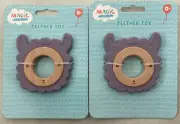 Lot of 2 Magic Years Natural Wood And Silicone Teether Toy Sheep