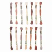 14 Skeins Embroidery Floss, Polyester Threads Multicolored Beige Brown