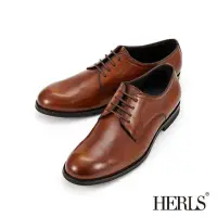 在飛比找momo購物網優惠-【HERLS】男鞋系列-全真皮基本款素面休閒德比鞋(栗棕色)