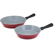 Neoflam Twinpack 24cm and 28cm 2 Piece Set Frypan Induction Non-Stick Ceramic Coating Dishwasher and Oven Safe Pan Cookware Red