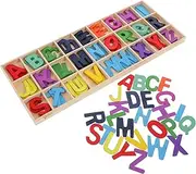 FELTECHELECTR Wooden Alphabet Blocks Learning Toys for Boys and Girls Preschool Educational Toy 26 Letter Blocks Storage Tray Matching Letters