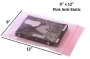 9" x 12" Pink Anti Static Zip Seal Small Reclosable RAM Memory CPU Lock Bags PAS