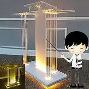Acrylic Podium Plexiglass Church Pulpit Podium Stand Portable School Lectern Pulpits for Churches Event Reception Transparent Stand Up Desk Hostess Mobile Desk, Rolling Podium for Teachers S