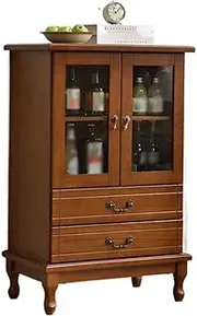 HASMI Drinks Cabinet Wooden Wine Cabinet with Double Drawers Home Simple Two-Door Wine Bar Cabinet Small Storage Sideboard Wine Bakers Rack Bar Cabinet (Color : A), xiangxiang2023