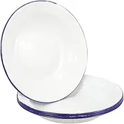HOLIDYOYO Vintage Enamel Bowl, 5pcs Enamelware Bowls Mixing Bowl Food Plate for Indoor Outdoor Cereal, Snacks, Camping, Picnic, Farmhouse 16CM White