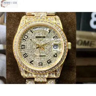 高端 勞力士Rolex滿天星日誌系列全鑲鑽款機械手錶男士商務定位高端款自動上鏈機械錶土豪金手錶