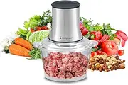 [BEPER] P102ROB001 Glass food processor, Glass container, Abs body, Double pair of steel blades, 2 speeds, non-slip base, 1.5L capacity, Grey/Black