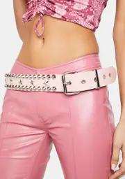 [Funk Plus] Light Pink Star And Circle Stud Belt