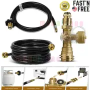 Propane Brass Tee Adapter Kit, 4-Port Propane Brass Tee with 5FT & 12FT Hose
