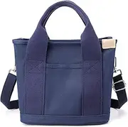 [Sisaiex] Calendarm-USA Japanese Canvas Bag, Calendarm Japanese Handmade Large Capacity Multi-Pocket Handbag, Handmade Japanese Tote Bag with Pockets (one,Blue)