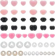 PH Pandahall 64pcs 5 Styles Safety Noses for Crochet Animals, 10~18mm Black/Pink Crochet Noses Plastic Noses with Washers for Amigurumi Stuffed Animals Craft Puppet Bear Teddy Bear Dog Plush Animals