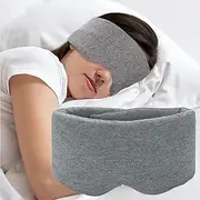 Sleep Mask for Men Women,100% Cotton Sleep Eye Mask with Fully Adjustable Strap, 100% Light Blocking Eye Mask for Sleeping, 0 Pressure Eye Covers for for Travel Yoga Nap (Gray)