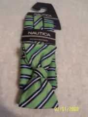 Men's Nautica Bow Tie & Pocket Square Green, Navy Blue & White New