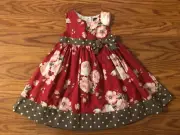 Cute...Pumpkin Patch Baby Girls Flowered/polka dot Dress Size 6-12 mo.