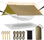 FREEKITE Lightweight Waterproof Camping Tarp Tent, Large Portable Bushcraft Backpacking Nylon Fabric Rain Fly Tarps for Hammock Tactical Hiking Emergency Shelter Tarp (Gothic Olive)