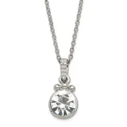 Fashion 1928 Silver-Tone White Crystal W/3In Ext. Necklace