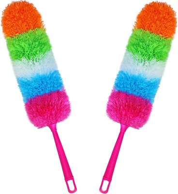 2 Pack Microfiber Hand Dusters,Reusable, Bendable and Washable, Feather Duster