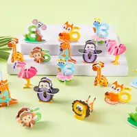 在飛比找蝦皮購物優惠-10個/套 卡通動物3D立體拼圖 創意兒童DIY益智玩具 Y