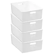 4x Boxsweden Levi 36x26cm/10L Storage Basket Home/Room Organiser w/ Handles WHT