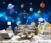 3D Spaceship Planet G15782 Wallpaper Wall Murals Removable Self-adhesive Honey