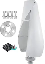 1500W Vertical Wind Turbine Generator Set,with Charger Controller 2 Blades 12V 24V 48V Noiseless Spiral Wind Turbine for Courtyard and Outdoor Use (White)