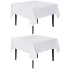 sancua White Square Tablecloths 70x70 Inch 2 Pack - Fabric Table Cloth for Sq...