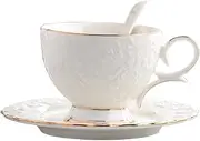 SHZMJL Teacup and Saucer and Spoon Sets，Vintage Bone China Tea Cups，Rose Teacup，Rose Flower Set 6.8 Oz，Euro Style Bone China Tea Cups and Saucers Set for Tea Party