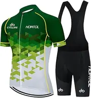 [HOMTOL] Men's Cycling Jersey Set Short Sleeve Cycling Jersey Road Bike Jersey Cycling Shorts Bib Shorts Jersey Set Cycling Clothing Breathable Quick Drying with Gel Seat Padding Women for Cycling MTB