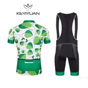 Mens Cycling Bib Set Coolmax Bib Shorts Green Cycling Jersey Shirt Bike Wear Kit