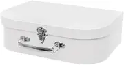 Minnie Me® Medium White Suitcase Gift Box Silver Handle, Toy storage, Hamper gifts wrapping DIY gifts, Kids Treasure Box Baby Keepsake 25x17.5x8.8cm