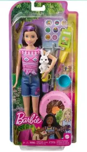 Barbie It Takes Two Camping Playset SKIPPER Doll w/ Pet Bunny, Firepit, and More