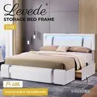Levede Queen Bed Frame Led RGB Double Storage Drawers Soft Headboard USB Charge