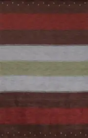 Soft and Plush Striped Wool Gabbeh Area Rug Hand-knotted 7x10 ft