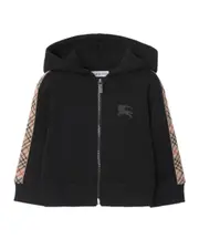Burberry Kids Logo Printed Checked Zipped Hoodie 18M,24M,12M black