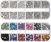 Rhinestones ，Jewels Diamonds Stone Kit ,Nail Art Rhinestones with Pick Up Pen and Tweezers, Nail Art Tools for Nails, Clothes, Face,Phone Case DIY，6 Size(ss4-ss16) Nail Gems Flatback Rhinestone（1400-1600Pcs）