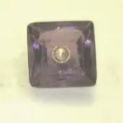 Antique Vintage Purple Faux Amethyst Square Stone with Pearl in Center AA54