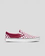 [Vans] Vans Men's Classic Slip-On Shoes in Color Theory Checkerboard Rhododendron Red Size 11 11 Color Theory Checkerboard Rhododendron Red